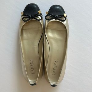 Ralph Lauren gold and black flats / size 8